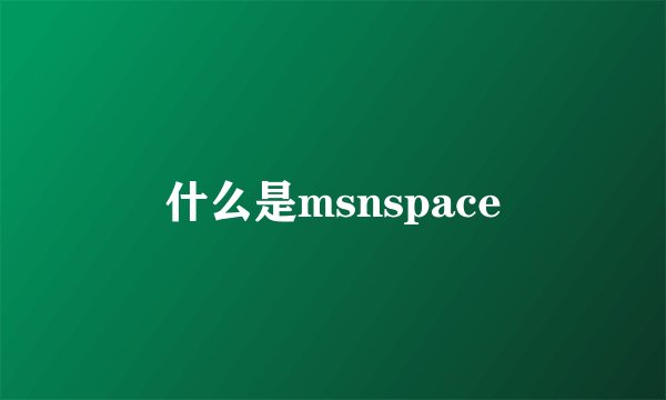 什么是msnspace