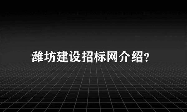 潍坊建设招标网介绍？
