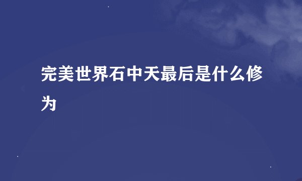 完美世界石中天最后是什么修为