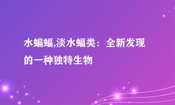 水蝙蝠,淡水蝠类：全新发现的一种独特生物