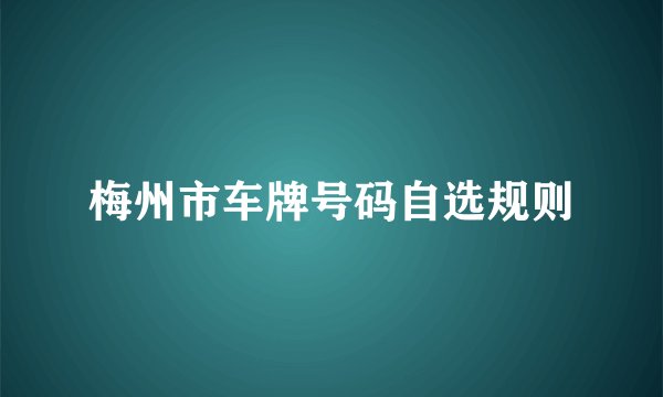 梅州市车牌号码自选规则
