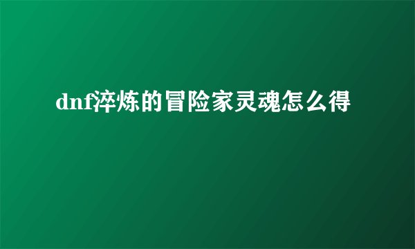 dnf淬炼的冒险家灵魂怎么得