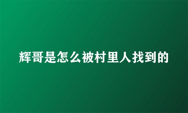 辉哥是怎么被村里人找到的