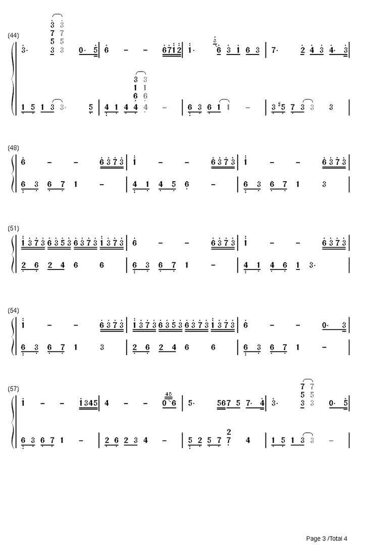 求tears眼泪钢琴曲的双手简谱(全的简谱)