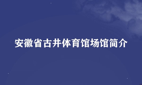 安徽省古井体育馆场馆简介