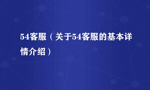 54客服（关于54客服的基本详情介绍）