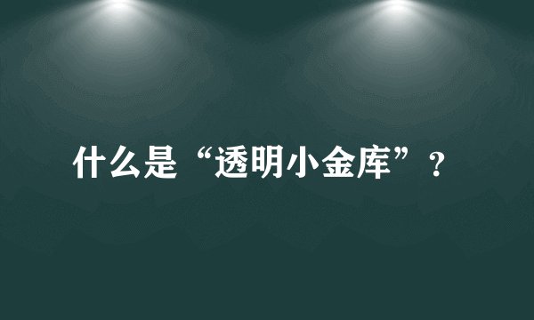 什么是“透明小金库”？