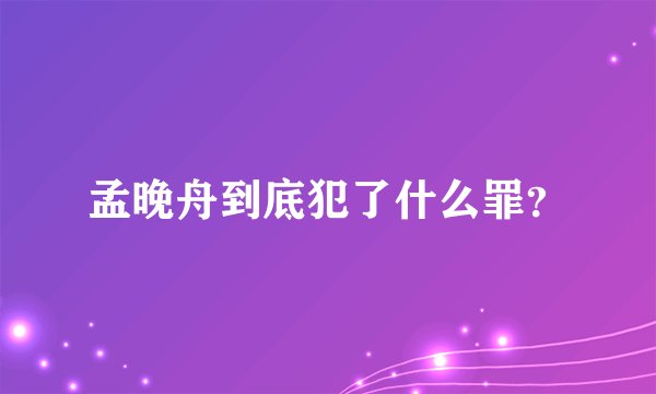 孟晚舟到底犯了什么罪？
