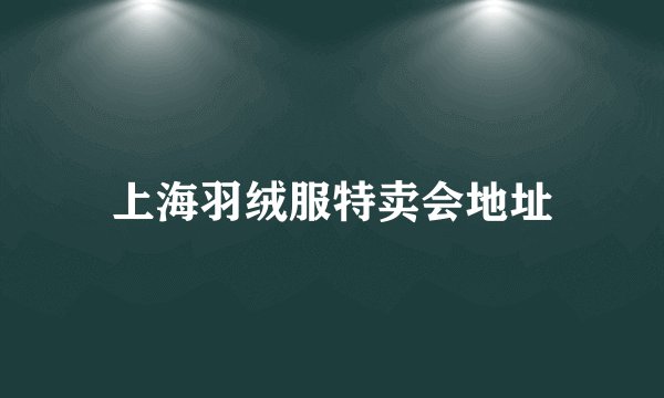 上海羽绒服特卖会地址
