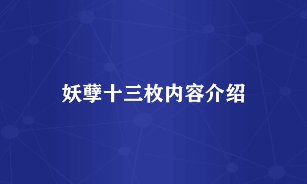 妖孽十三枚内容介绍