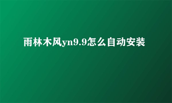 雨林木风yn9.9怎么自动安装