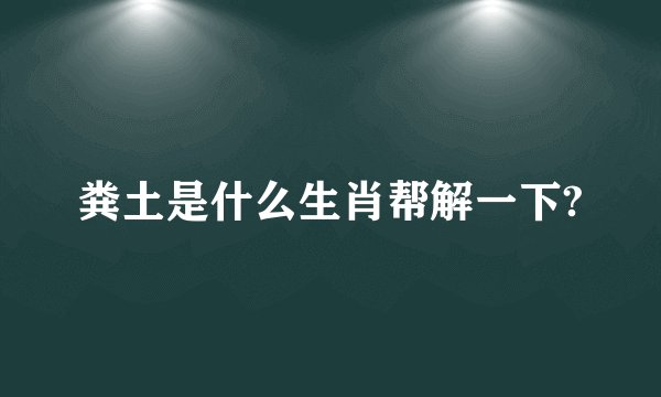 粪土是什么生肖帮解一下?
