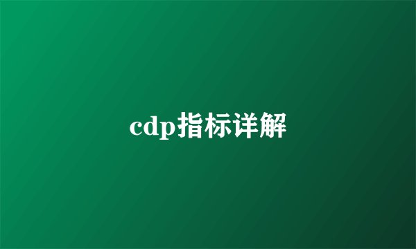 cdp指标详解