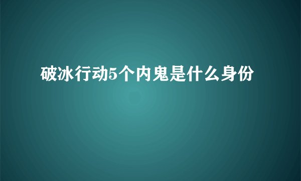 破冰行动5个内鬼是什么身份