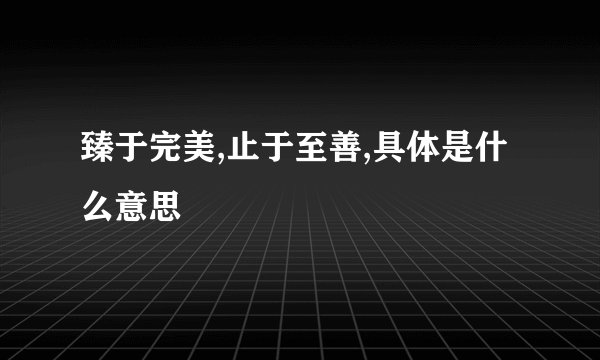 臻于完美,止于至善,具体是什么意思