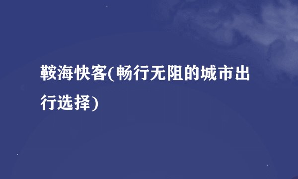 鞍海快客(畅行无阻的城市出行选择)