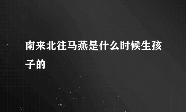 南来北往马燕是什么时候生孩子的