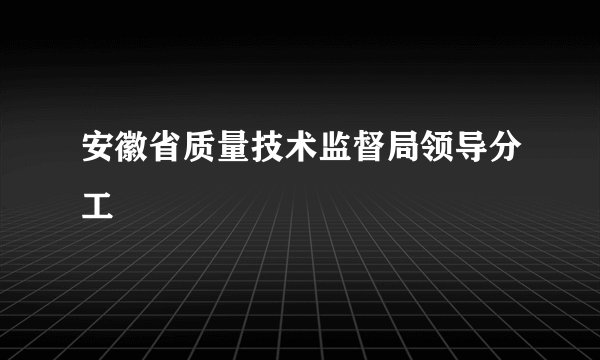 安徽省质量技术监督局领导分工