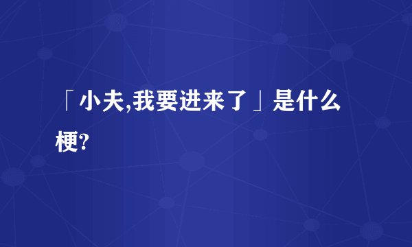 「小夫,我要进来了」是什么梗?