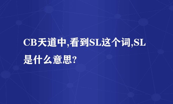 CB天道中,看到SL这个词,SL是什么意思?