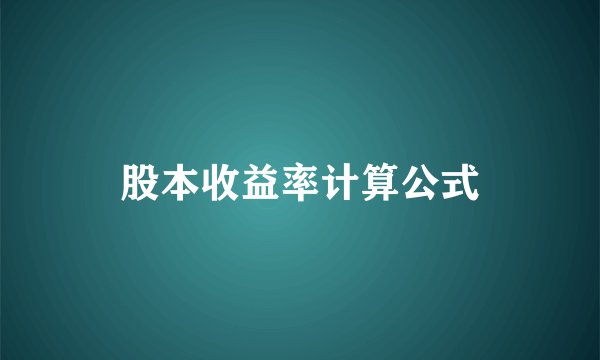 股本收益率计算公式