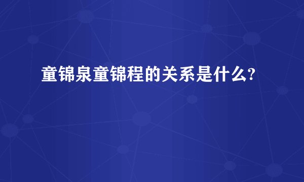童锦泉童锦程的关系是什么?