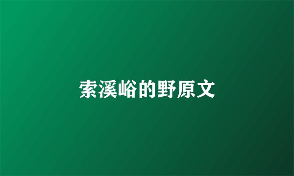 索溪峪的野原文