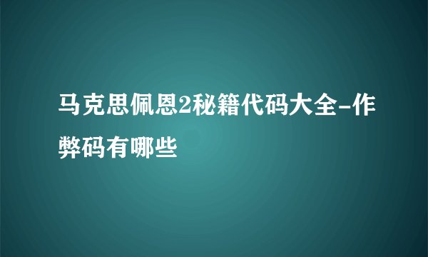 马克思佩恩2秘籍代码大全-作弊码有哪些