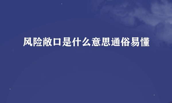 风险敞口是什么意思通俗易懂