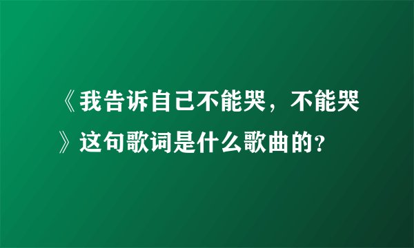 《我告诉自己不能哭，不能哭》这句歌词是什么歌曲的？