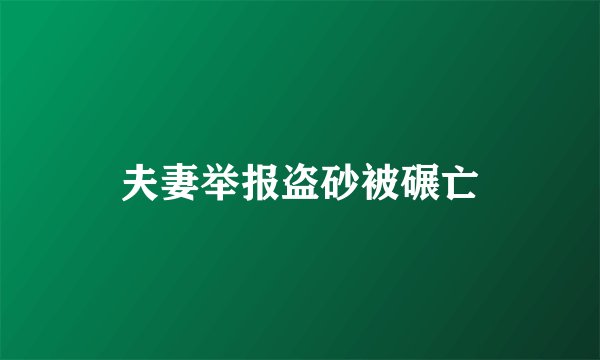 夫妻举报盗砂被碾亡