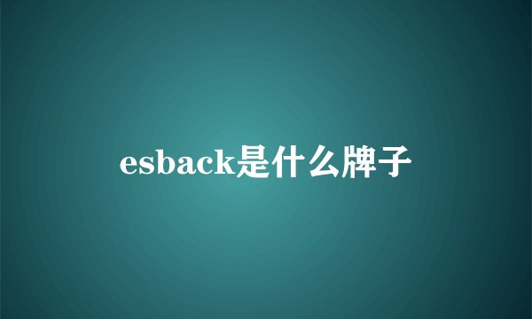 esback是什么牌子