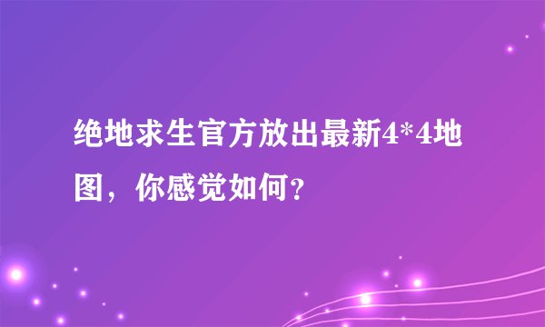绝地求生官方放出最新4*4地图，你感觉如何？