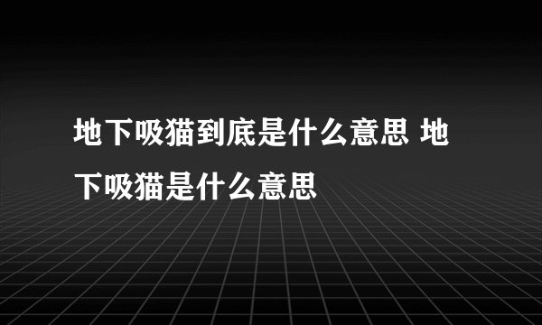 地下吸猫到底是什么意思 地下吸猫是什么意思
