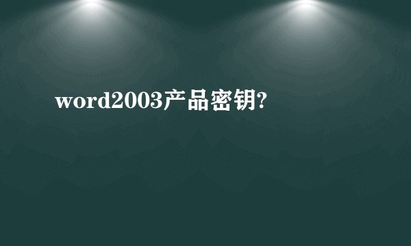 word2003产品密钥?