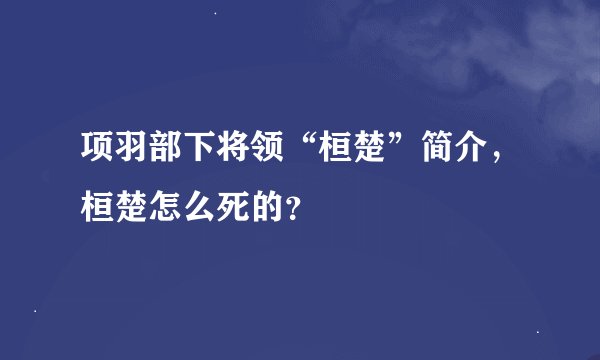 项羽部下将领“桓楚”简介，桓楚怎么死的？