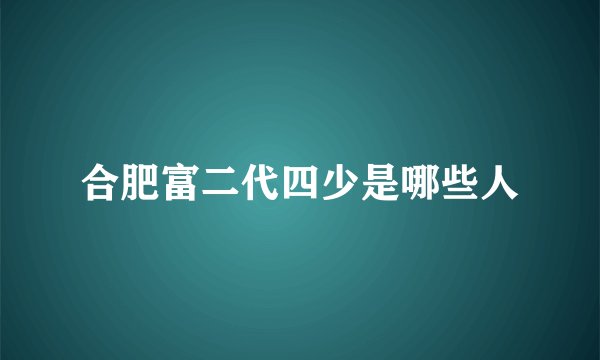 合肥富二代四少是哪些人