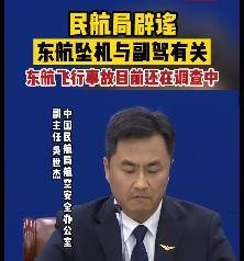 谣言！民航局辟谣东航坠机与副驾有关