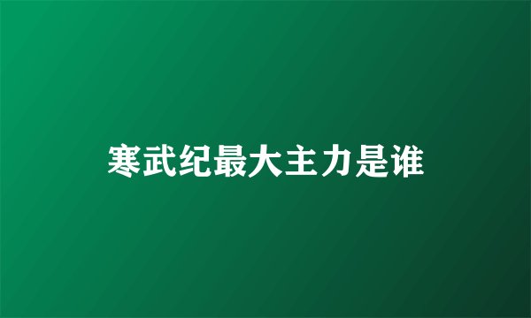 寒武纪最大主力是谁