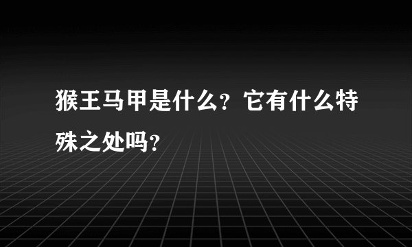 猴王马甲是什么？它有什么特殊之处吗？