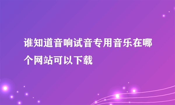 谁知道音响试音专用音乐在哪个网站可以下载