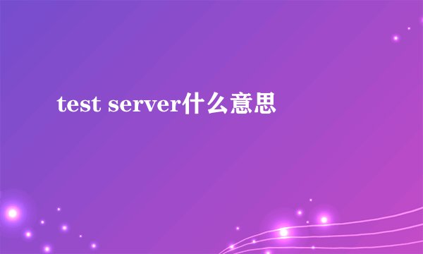 test server什么意思