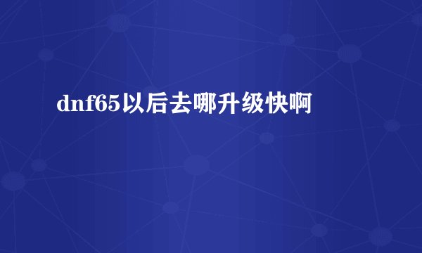 dnf65以后去哪升级快啊