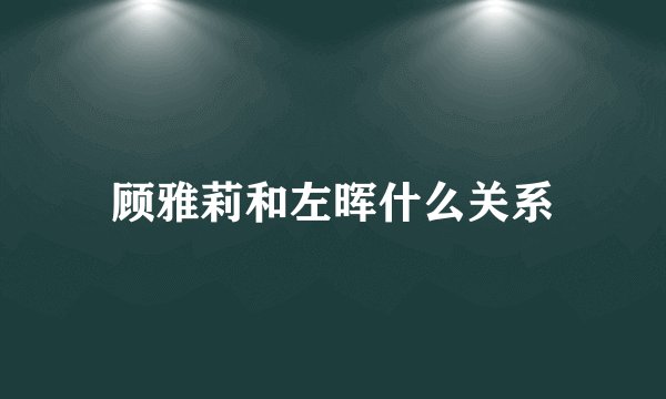 顾雅莉和左晖什么关系