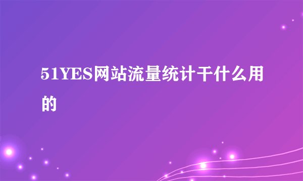 51YES网站流量统计干什么用的