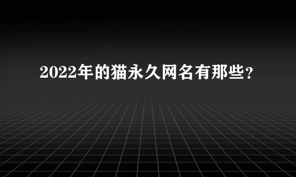2022年的猫永久网名有那些？