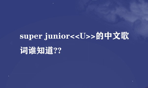 super junior<<U>>的中文歌词谁知道??