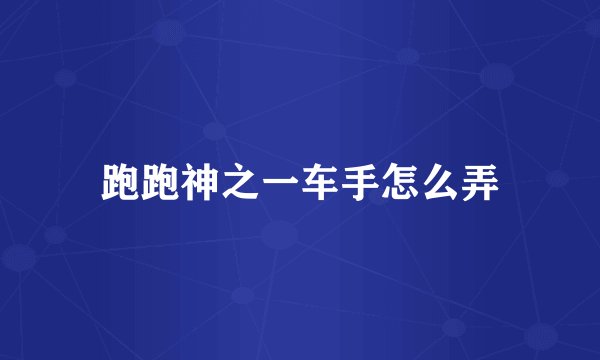 跑跑神之一车手怎么弄