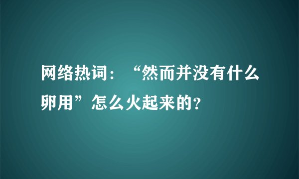 网络热词：“然而并没有什么卵用”怎么火起来的？