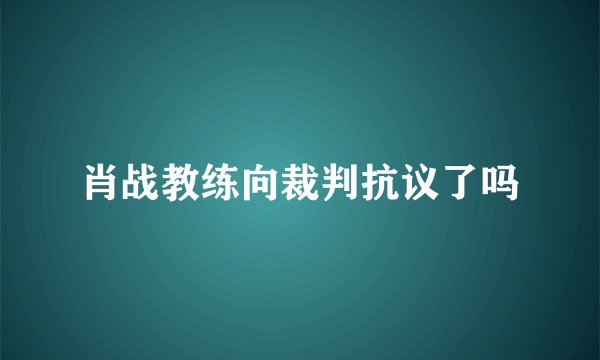 肖战教练向裁判抗议了吗